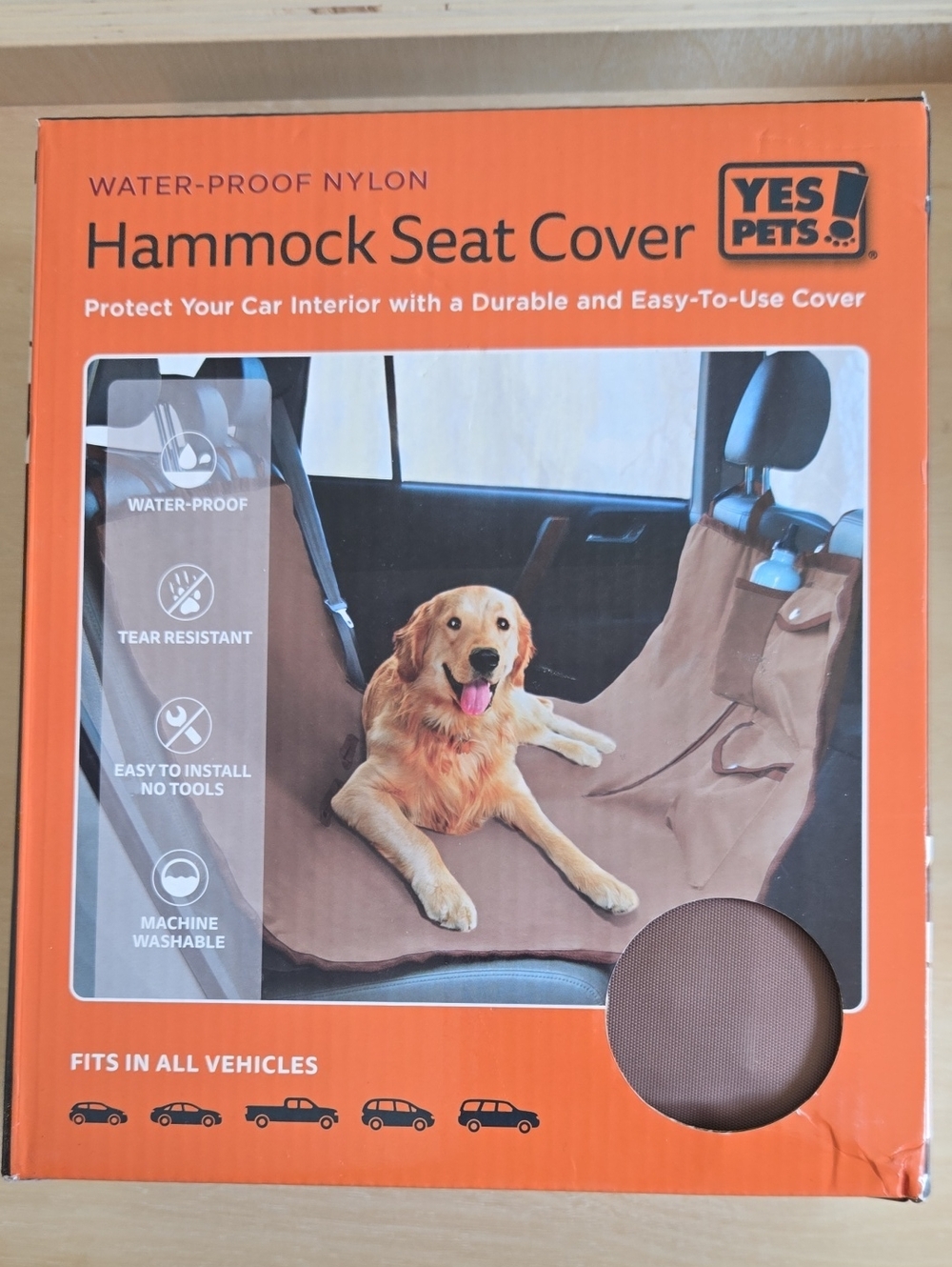 YES PETS Hammock Seat Cover - Brown Waterproof Nylon New